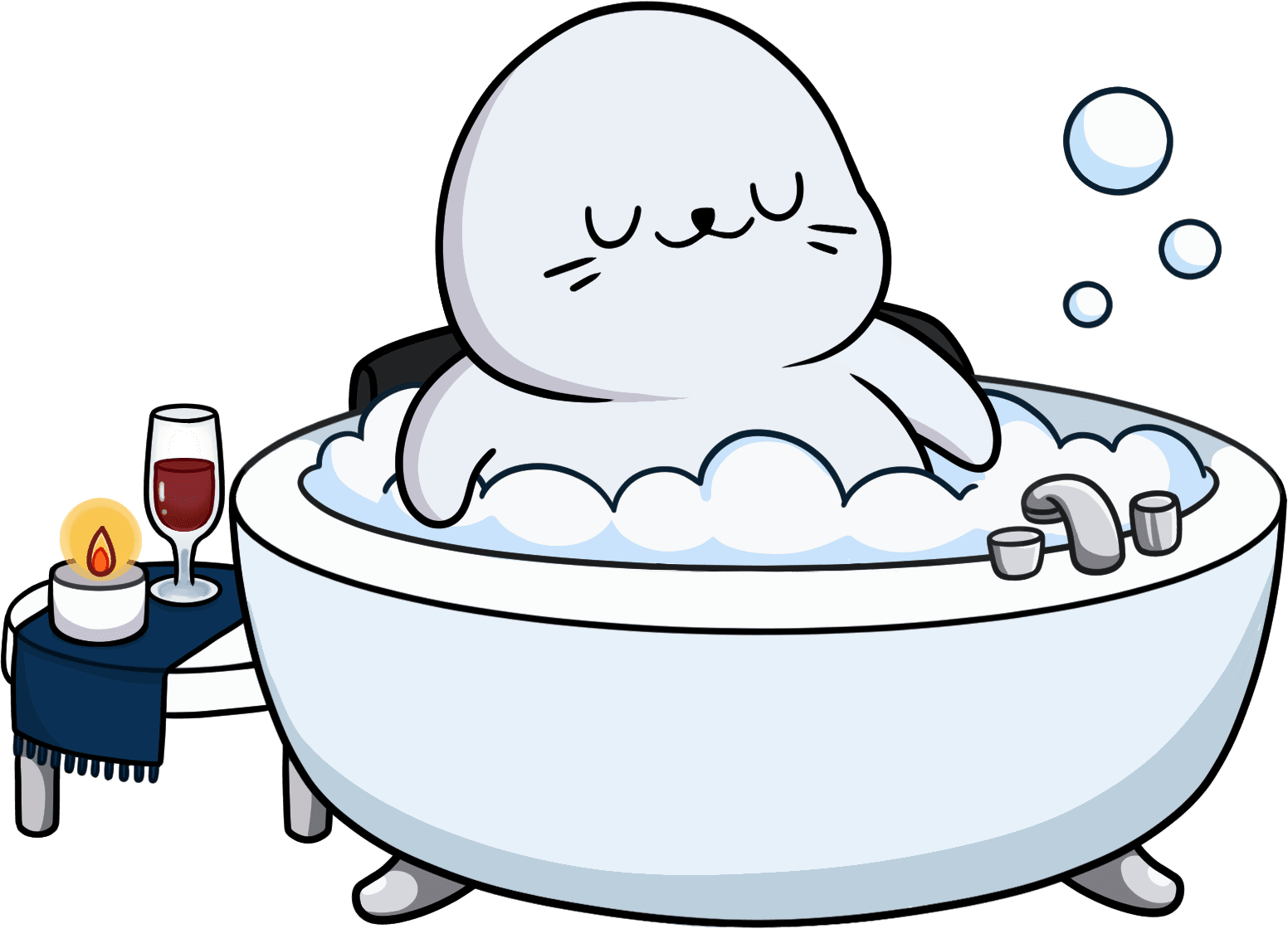 Seal chilling in bathtub.